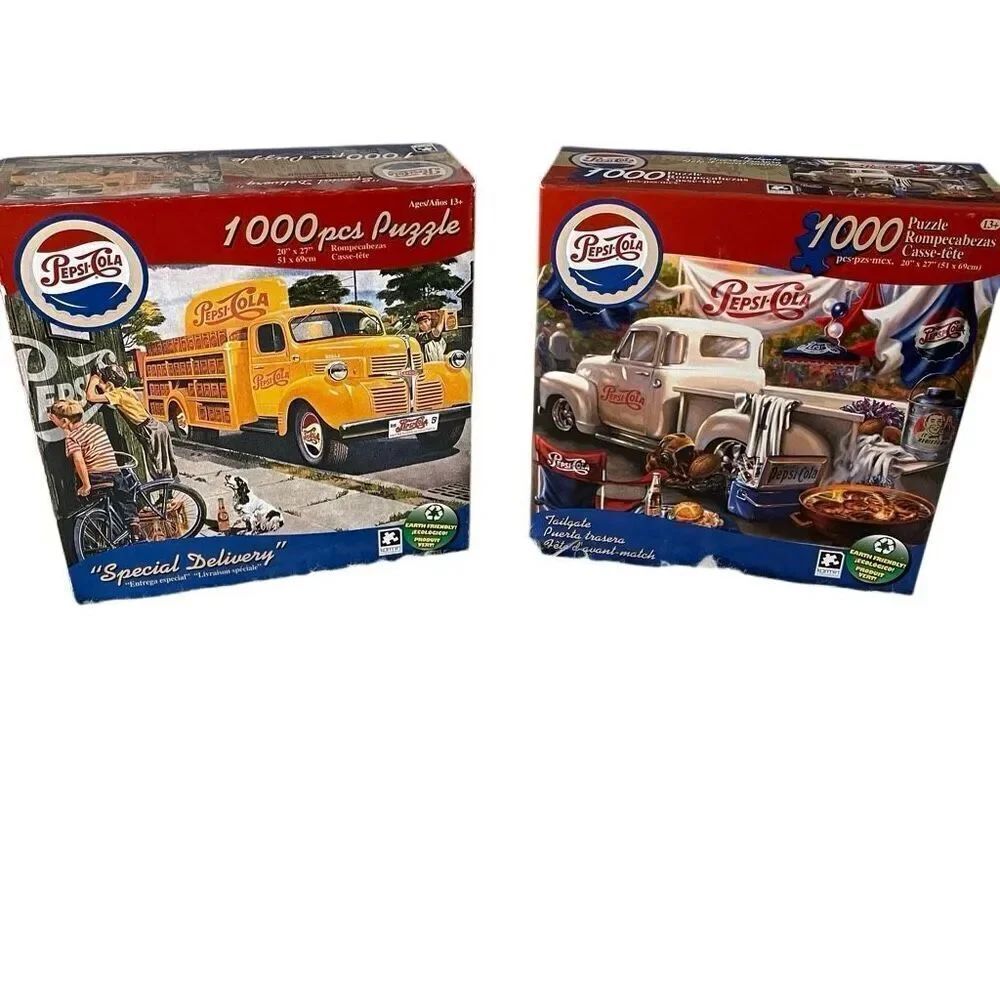 PEPSI COLA Two 1000 Piece Truck Puzzles Tailgate & Special Delivery NWOT Sealed